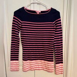 Lilly Pulitzer Pink and Navy Striped Sweater XS